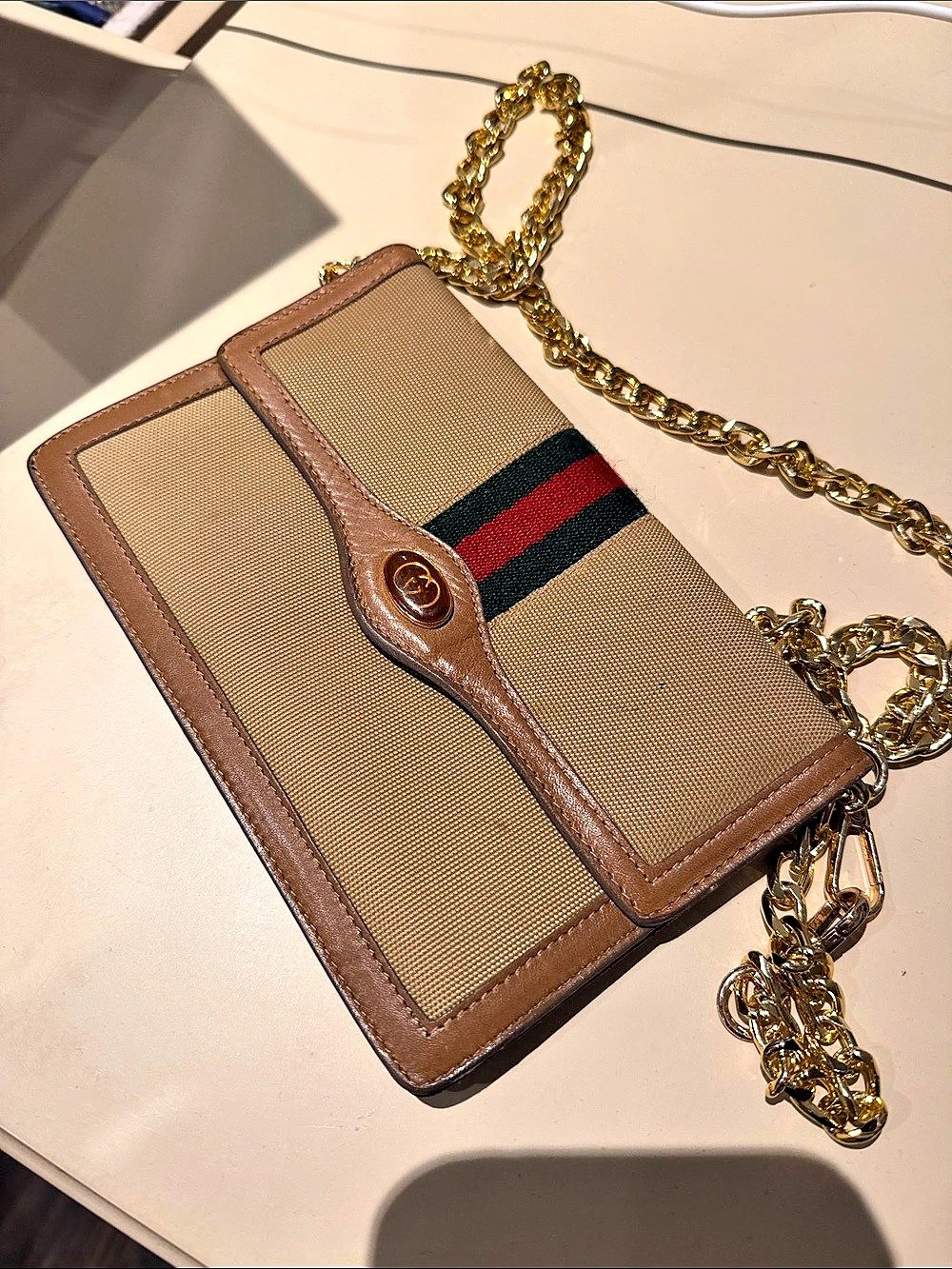 Gucci Brown & Red Chain Wallet